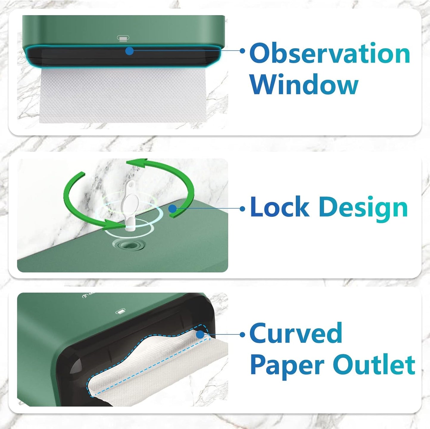 Paper Towel Holder Wall Mount: Commercial Paper Towel Dispenser for Multifold/Trifold/c Fold Hand Paper Towel, Adhesive Paper Towel Holder No-Hole Installation 200 Sheets