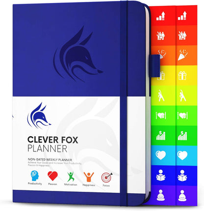 Clever Fox Planner – Undated Weekly & Monthly Planner for Productivity, Time Management & Goals – Organizer Journal – A5 (Royal Blue)