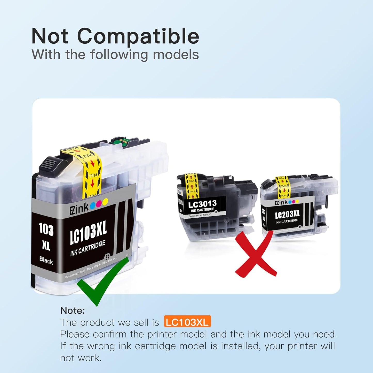 E-Z Ink Compatible Ink Cartridge Replacement for Brother LC-103XL LC103XL LC103 XL LC103BK High Yield Compatible with DCP-J4110DW DCP-J152W MFC-J285DW MFC-J870DW MFC-J245 MFC-J4310DW (2 Black)