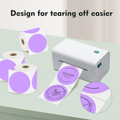 3 X 3 Inch Color Coding Dot Labels Circle Thermal Printable Waterproof 2000 Pcs Round Stickers Adhesive Writable for Office, Home, Garage, DIY Sticker, Barcodes, Name Tag, Light Purple