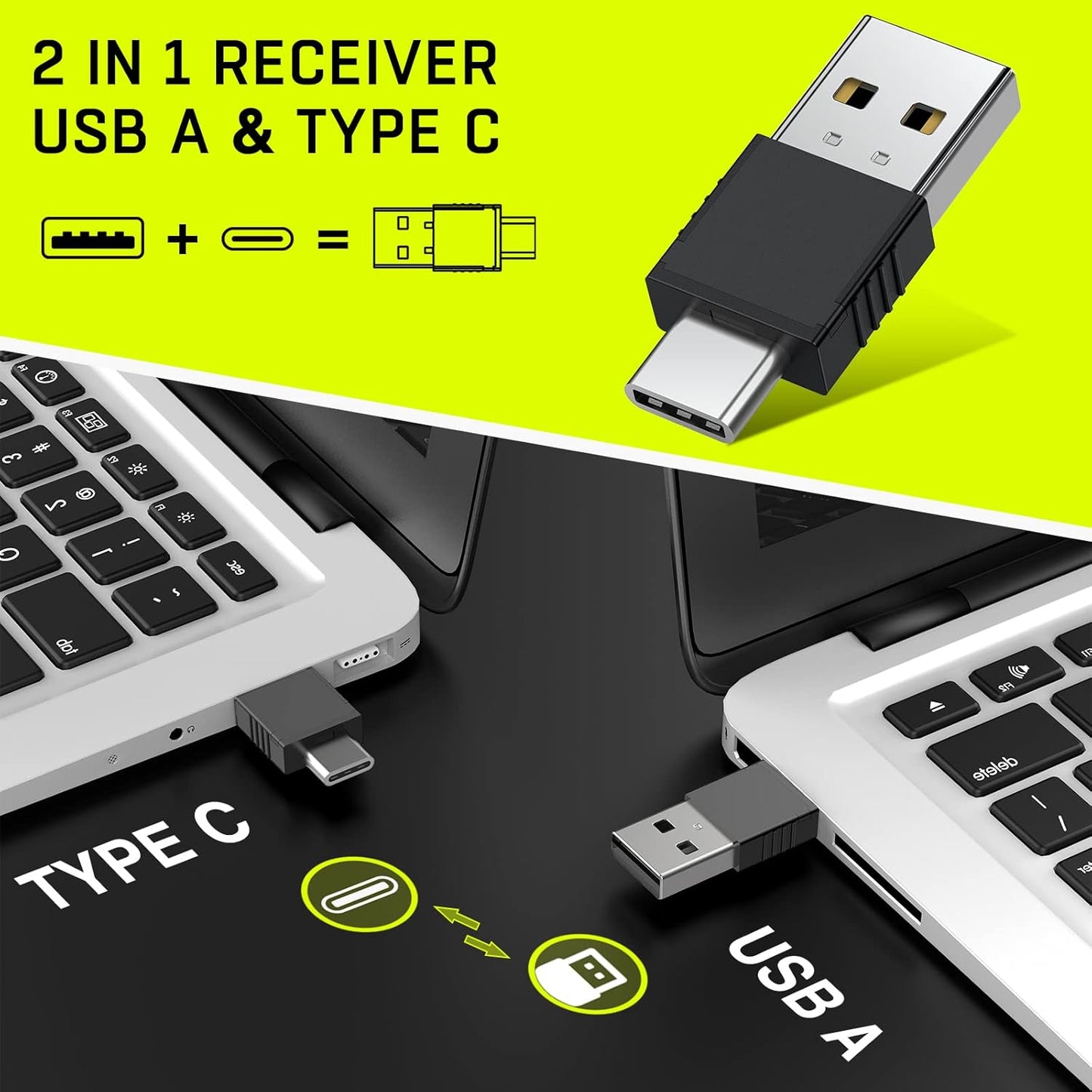 2 in 1 USB Type C Presentation Clicker Air Mouse with Red Light Pointer, Wireless Presenter for PowerPoint Presentation PPT Clicker, 2.4GHz Presenter Remote Slide Advancer for MacBook/Computer/Laptop