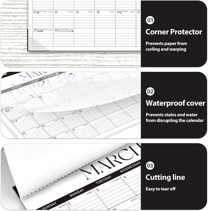 Desk Calendar 2025-2026, Monthly Desktop Large Calendar (July 2025-December 2026) Desk Wall Planner for Family Office Teacher School, 17" x 12" Black-White