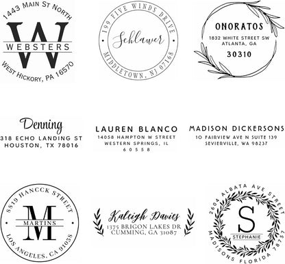Generic Custom Address Stamp, Self Inking Stamp OR Embosser, Choose from 18 Simple but Classic, Elegant, Stylish Designs & 15 Ink Color Choices, Black