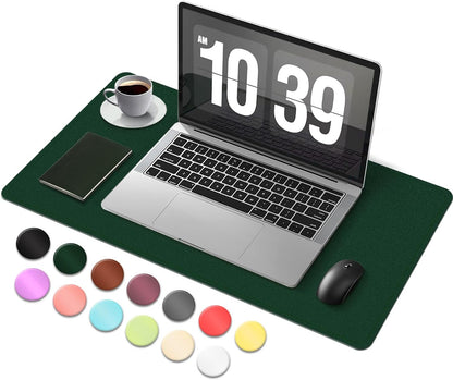Desk Pad Protector, Leather & Suede Desk Mat, Non-Slip Desk Pad Mat, Large Mouse Pad, Waterproof Desk Blotter Mat, Desk Cover for Office, Home (Blackish Green, 23.6" x 13.7")