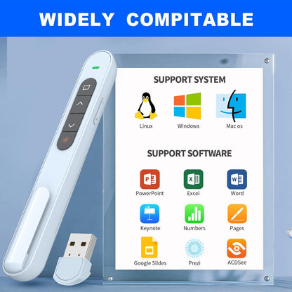 QUI Presentation Clicker for PowerPoint, RF 2.4GHz USB Wireless Presenter Remote with Volume Control, PowerPoint Clicker Slide Advancer for Mac, Windows, Laptop, Keynote
