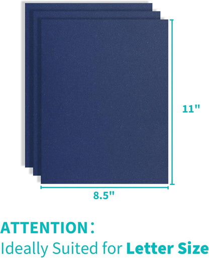 Binditek 50 Pack 12 Mil Sand-Textured Polycover, Midweight Binding Front and Back Covers, Lightly Sanded Finish, 8-1/2" x 11", Square Corners, Un-Punched, Navy, Office Supplies