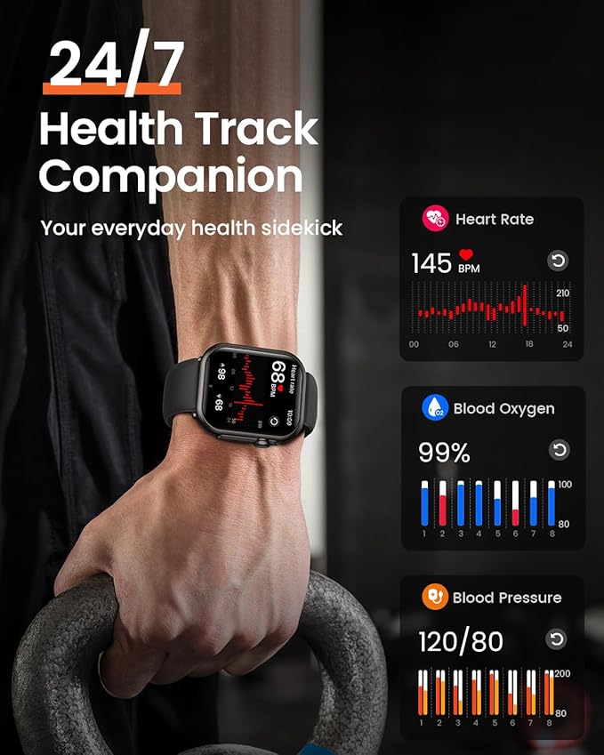 RUXINGX Smart Watch for Women Men: Smartwatch with SpO2 Sleep Track & Heart Rate Monitor, Bluetooth Calling for iPhone Android, 30-Day Long Battery, 120+ Fitness Modes, IP68 Waterproof, Reloj