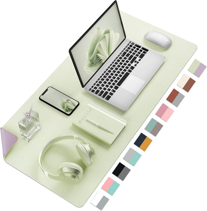 Aothia Double-Sided PU Leather Desk Pad - Non-Slip Large Mouse Pad & Desk Mat for Office, Home - Waterproof, Easy to Clean, Durable Dual-Sided Surface (31.5" x 15.7", Matcha Green)