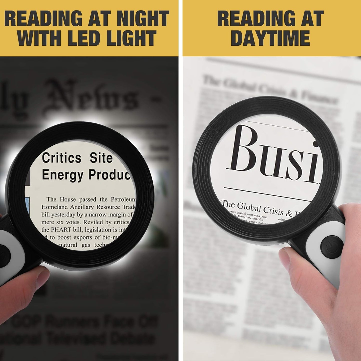 JMH Magnifying Glass with Light, 30X Handheld Large 18LED Cold and Warm Light with 3 Modes, Illuminated Magnifier for Seniors Reading, Inspection, Coins, Jewelry, Exploring