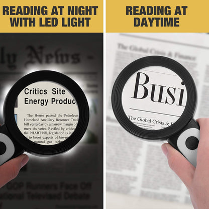 JMH Magnifying Glass with Light, 30X Handheld Large 18LED Cold and Warm Light with 3 Modes, Illuminated Magnifier for Seniors Reading, Inspection, Coins, Jewelry, Exploring