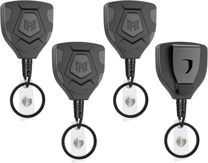 MNGARISTA Heavy Duty Retractable Keychain with Belt Clip, ID Badge Reel Key Chain, Badge Holder with 31.5' Steel Cord and Key Ring, 9.0oz, 4-Pack