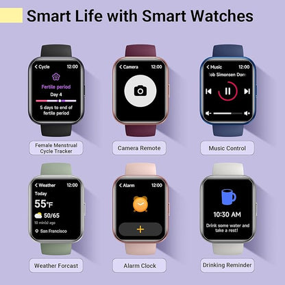 Smartwatch for Women, Compatible with Android & iPhone, 1.8'' Fitness Tracker Watch with Alexa, Call & Notification Alerts, Heart Rate & Sleep Monitor, 120 Sports Modes, Waterproof Watch for Women