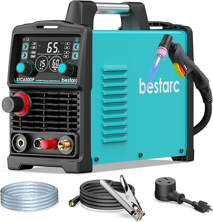 bestarc Plasma Cutter, [Pilot Arc] [Large LED Display] [Air Sensor] 65A bestarc Plasma Cutter Machine 110/220V Dual Voltage, 5/8 Inch Clean Cut 1 Inch Max Cut, Post Flow 2T/4T for Beginners DIY