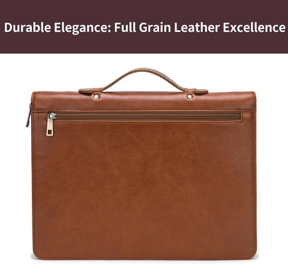 Personalized Genuine Leather Portfolio with Hidden Handle, Zippered Front Pocket, 8.5 x 11 Notebook Holder, Custom Engraved Business Legal Padfolio Travel Folio for Men Women, Oil Tanned