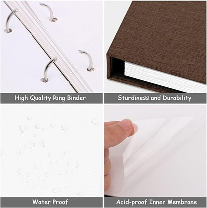 Zesthouse Photo Album Self Adhesive with Picture Display Window, 3-Ring Scrapbook Albums 60 Pages Holds 8x10 5x7 4x6 Photos, DIY Photo Book Ideal Gift for Family Wedding Baby
