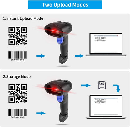 Wireless 1D 2D Barcode Scanner with Stand, NetumScan Portable Automatic QR Code Scanner Supports Screen Scan Handheld CMOS Image Bar Code Reader with USB Receiver for Warehouse POS and Computer