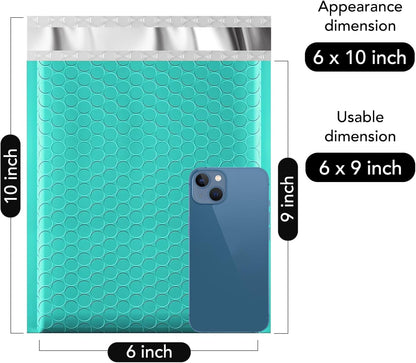Fuxury Bubble Mailers 6x10“ 3000 Pack Teal Padded Envelopes Usable Size 6x9" Thick Mailing Envelopes Bubble Padded, Shipping Bags for Mailing,Packaging, Small Business, Boutique, Bulk #0