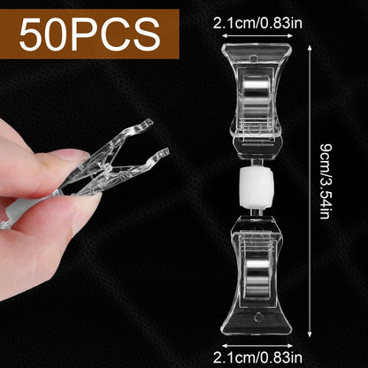 50 Pieces Double Sided Sign Clip, Clear Retail Merchandising Signs Display Tags, Plastic Sign Holder Rotatable Pop Clip-on Promotion Clips Stand for Label, Basket, Business Cards