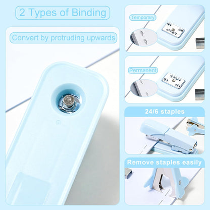 Desk Accessories with Pen Holder, Office Supplies Desk Organizers and Accessories, Tape Dispenser, Stapler, Staple Remover, Staples, Clips Set, Ruler, Scissor, Pen, Tape (Blue)