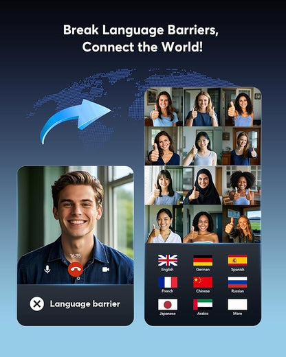 AI Translation Earbuds Real Time 144 Languages 60H Playtime Translator Ear Buds Audifonos Traductores Inglés Español Wireless Earphones Bluetooth Headphones for Travel Business Meeting,Dusk White