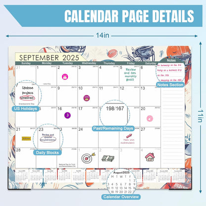 Gannyfer Desk Calendar 2025-2026, 18 Months Fridge Calendar - Large 14" x 11" Desktop/Wall Monthly Calendar, July 2025 - Dec 2026, Personal Planner for Home, School, Office(3 Stickers)