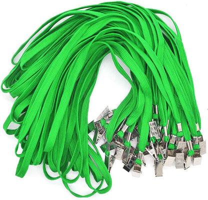 Bird Fiy Lanyards with Id Holder Badges Name Tags 50 Pack Lanyards with Bulldog Clip and 50 Pack Waterproof Clear Plastic Vertical Name Tag Badge ID Card Holders (Green)