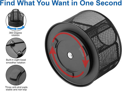 Pencil Holder, Rotating Desk Organizer, Metal Pen Organizer Mesh Pen Holder Office Desk Accessories Cute Office, School, Home,Art Suppliers (Black)