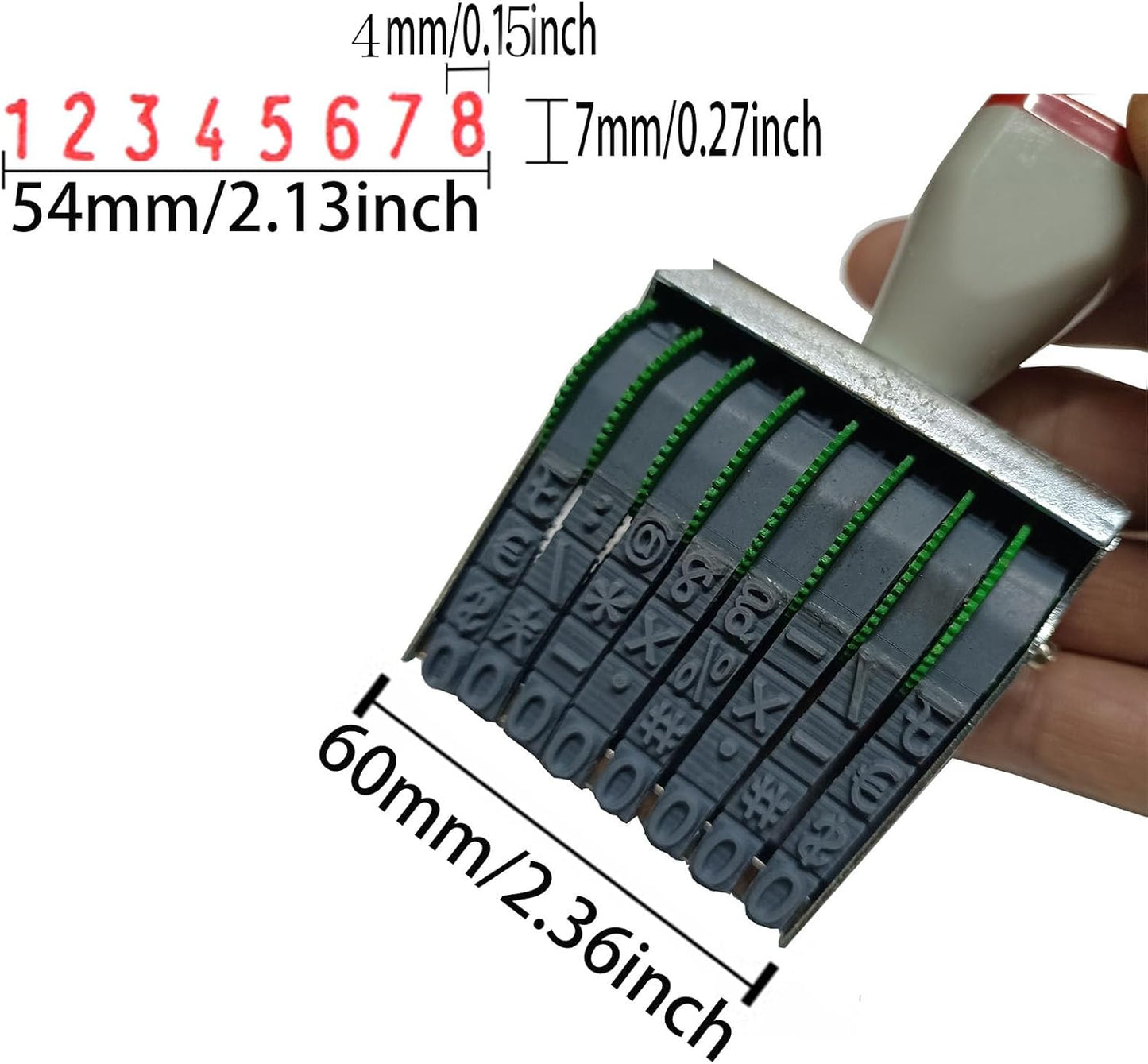 WANLIAN Adjustable Numbers Stamp - Customizable 0-9 Numbers & Symbols, numbering Tool for Packaging, Office, Labels, Date, Code (8-Digit)
