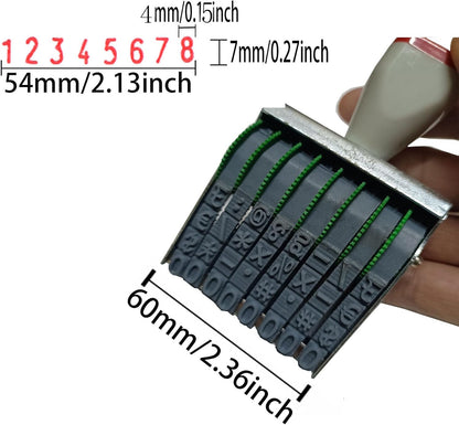 WANLIAN Adjustable Numbers Stamp - Customizable 0-9 Numbers & Symbols, numbering Tool for Packaging, Office, Labels, Date, Code (8-Digit)