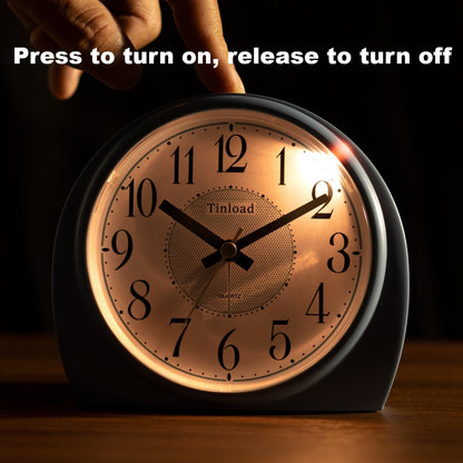 5.5" Large Analog Alarm Clock Silent Non Ticking, Gentle Wake, Beep Sounds, Increasing Volume, Battery Operated Snooze and Manual Light, Easy Set