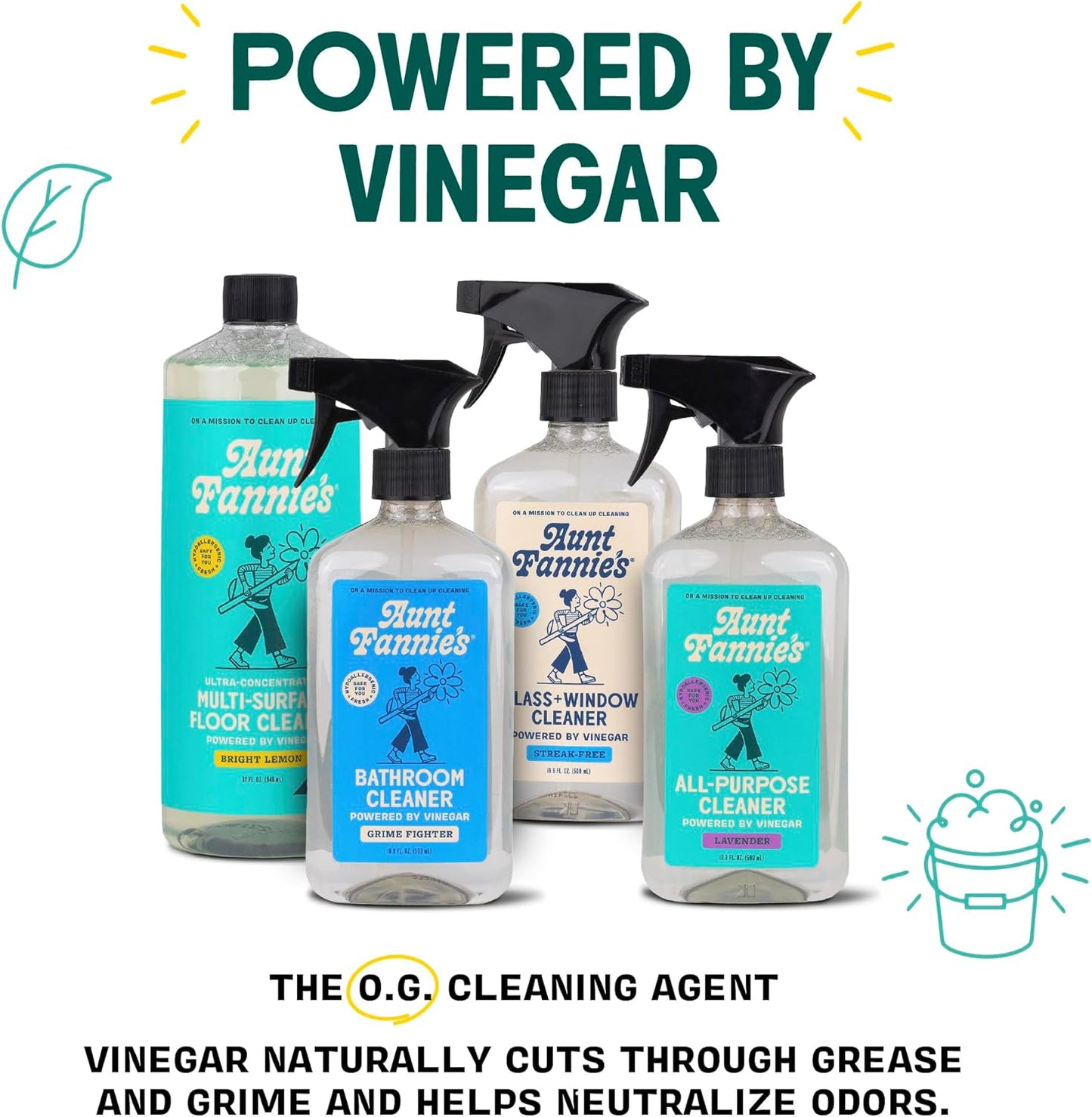 Aunt Fannie's Glass & Window Cleaning Vinegar Spray, Natural Streak-Free Spray, 16.9 Ounces (Pack of 6)