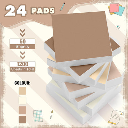 Fainne 24 Pack Sticky Notes Bulk Back to School Supplies Self Stick Note Pads Paper Memo for Office First Day of School Student Teacher Essentials (2 x 2 Inches,Simple Color)