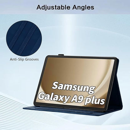 Case for Samsung Galaxy Tab A9 Plus/A9+ 5G 11 Inch 2023 Model (SM-X210/X216/X218), Multi-Angle Viewing Smart Stand with Pocket Auto Wake/Sleep PU Leather Tablet Cases Flip Folio Cover Blue