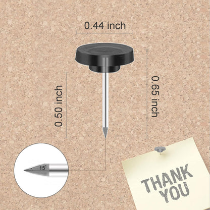 Black Push Pins for Cork Board,Flat Thumb Tacks for Wall Hangings,120 Pcs Flat Head Push Pins for Bulletin Board Plastic Thumb Tacks Steel Point in Reusable Box