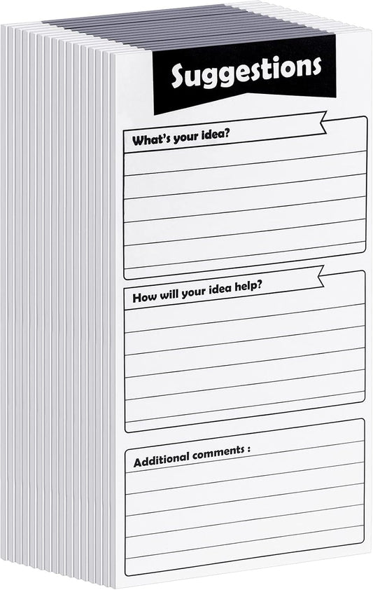 Pajean 400 Sheets Suggestion Cards Comment Complaint Cards for Suggestion Box with Lock Feedback Box Continuous Improvement for Customer Complaints(Black)