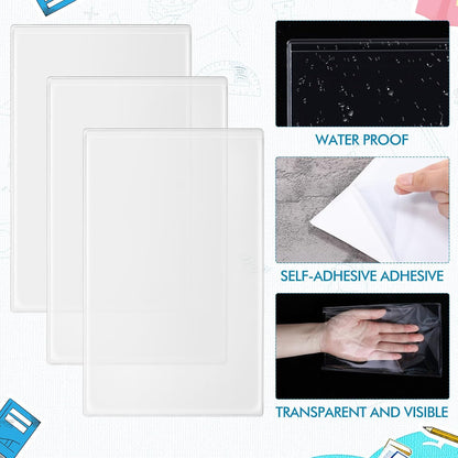 Outus Self Adhesive Shop Ticket Holders Clear Plastic Sleeves Adhesive Pockets Work Order Job Ticket Holders for Home Office Posting Signs