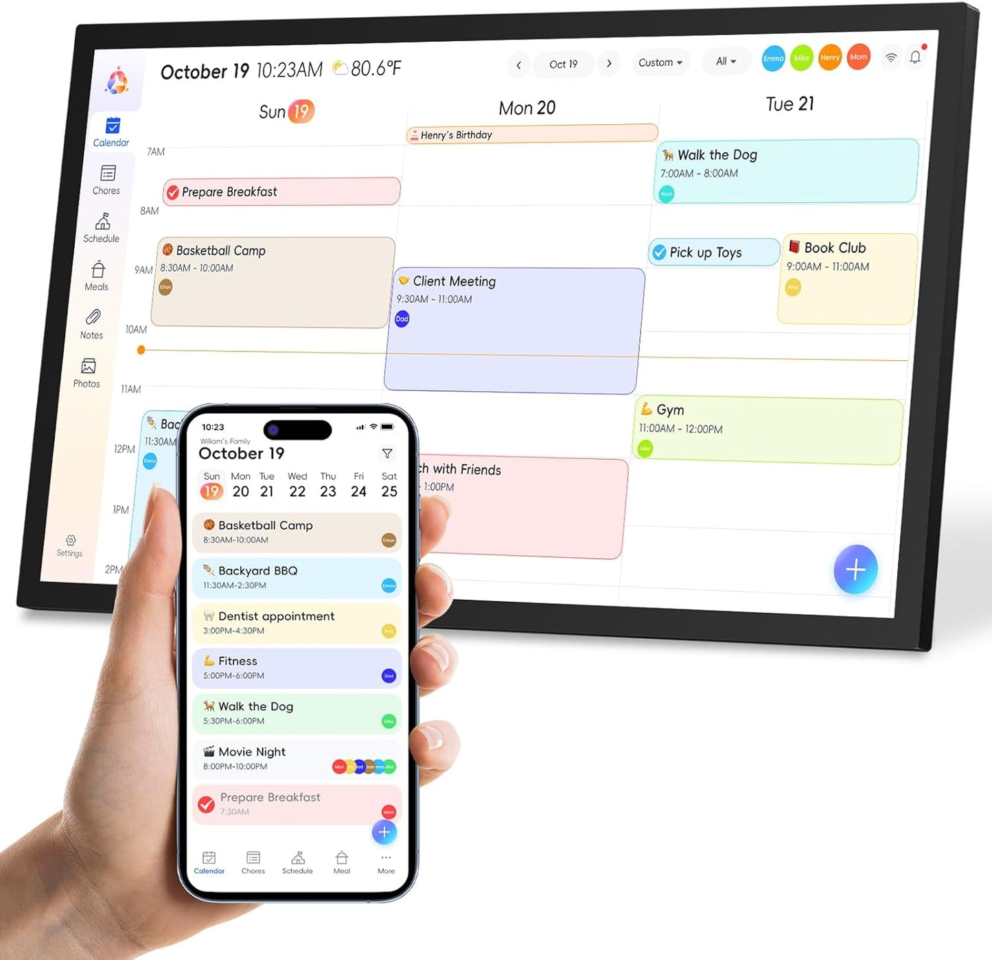 15.6" Digital Calendar Chore Chart, Ultra-HD Interactive Touchscreen, No Subscription Required, Electronic Smart Family Planner & Organizer, Wall Mount Included, Ensuring Seamless Scheduling