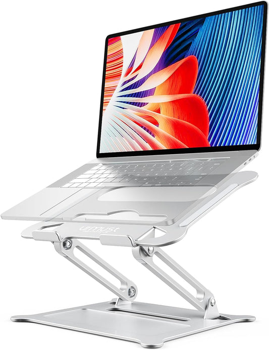 Urmust Laptop Notebook Stand Holder Adjustable Ultrabook Stand Riser Portable Compatible with MacBook Air Pro HP Dell XPS Lenovo All laptops 10-15.6"(Silver)