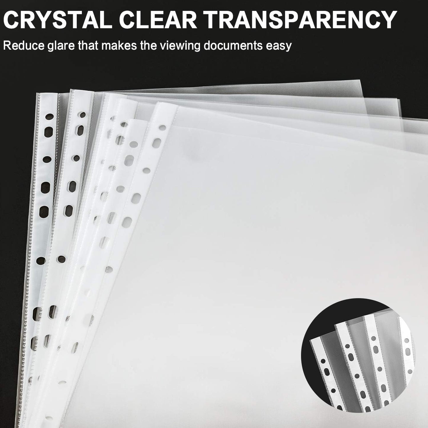 Sheet Protectors, PANDRI 300 Pack Clear Heavy Duty Plastic Page Protectors Sheet Reinforced 11-Hole Fit for 3 Ring Binder Fits Standard 8.5 x 11 Paper, 9.25 x 11.25 Top Loaded, Excluding Acid