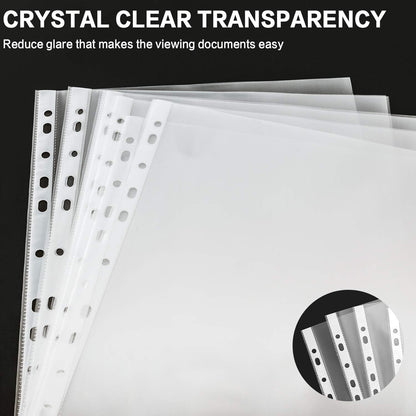 Sheet Protectors, PANDRI 300 Pack Clear Heavy Duty Plastic Page Protectors Sheet Reinforced 11-Hole Fit for 3 Ring Binder Fits Standard 8.5 x 11 Paper, 9.25 x 11.25 Top Loaded, Excluding Acid