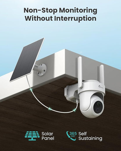 4K Security Cameras Wireless Outdoor No Subscription, 360° PTZ Home Security Cameras System, 64G Local Storage Home Hub, Human/Vehicle/Pet Recognition AI, Color Night Vision, 2 Cam-Kit