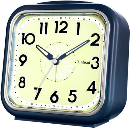 5.5" Large Analog Alarm Clock Silent Non Ticking, Glow in Dark dial, Gentle Wake, Beep Sounds, Increasing Volume, Battery Operated Snooze and Manual Light, Easy Set (Best for Elder)