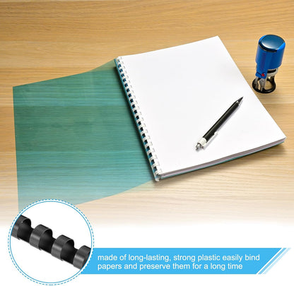 PATIKIL 10mm (3/8") Plastic Binding Combs, 100 Pcs 21 Rings Comb Binding Spines 60 Sheet Capacity Letter Size for Binding Paper Sheets, Black