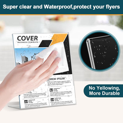 Acrylic Sign Holder 4x6, 22 Pack Clear Plastic Table Paper Display Stand, L-Shape Vertical Menu Holder Stand, Clear Picture Photo Flyer Display Stand for Restaurants, Store Show, Office Desktop