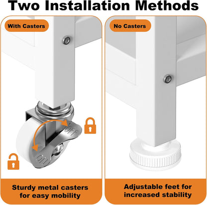 EasyCom 23.6''x18.9'' Extra Large Printer Stand with Drawer, 5-Adjustable Heights 3 Tier Table with Wheels, Rolling Printer Cart with Storage for Printer Scanner Fax Home Office Use