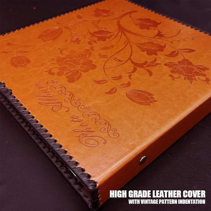 Photo Album Self Adhesive Pages, Huge Magnetic Self-Stick Picture Album with Leather Vintage Inspired Cover, Hand Made DIY Albums Holds 3X5, 4X6, 5X7, 6X8, 8X10, 10X12 Photos (Brown 80 Pages)