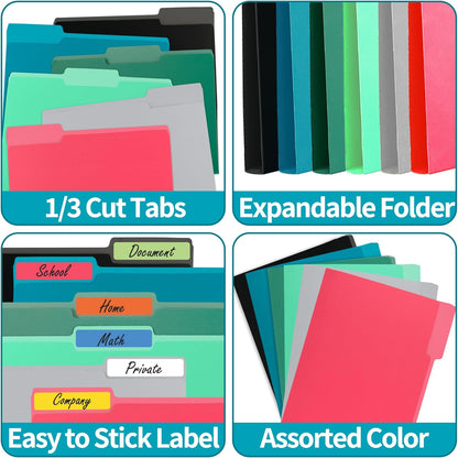 100 Packs File Folder,Light Green File Folders Letter Size,1/3-Cut Tabs,8.5x11 Inch File Folders for Office,School and Home,Organizer Documents