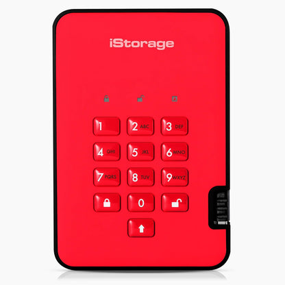 iStorage diskAshur2 HDD 1TB Red | Secure portable hard drive | Password protected | Dust & water resistant | Hardware Encryption