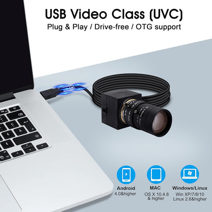 SVPRO Telephoto Webcam Mac Compatible 1MP USB Camera with 5-50mm Optical Zoom Lens Manual Focus Webcam UVC PC Cam for Windows Linux Android MAC,1280x720 USB2.0 CMOS Video Camera for Security,Streaming