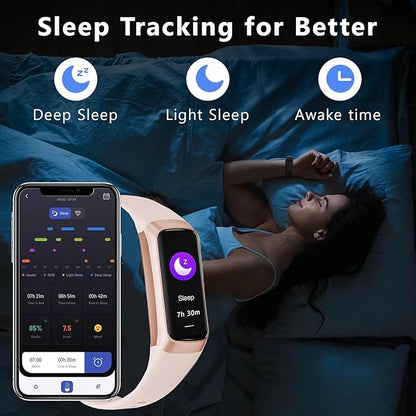 Fitness Tracker with 24/7 Heart Rate Blood Oxygen Sleep Monitor,Activity Tracker with 1.1" AMOLED Touch Color Screen, Multiple Sport Modes Step Counter,IP68 Waterproof for Women Men